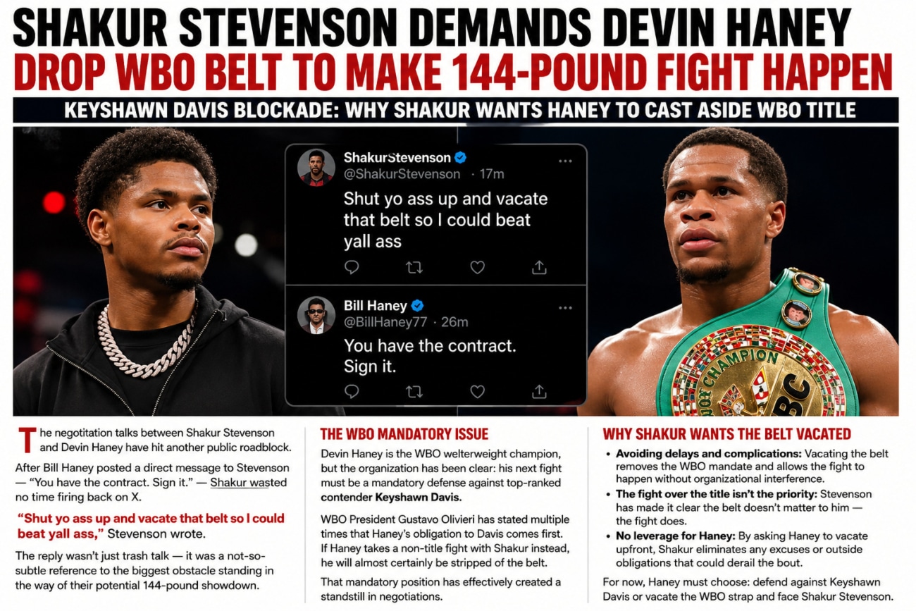 Shakur Stevenson Challenges Devin Haney: Time to Vacate the Title